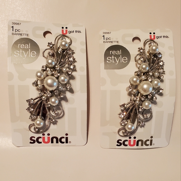 Conair Other - Scunci Real Style Hair Barrette QTY 2 with Pearls & Rhinestones NWT